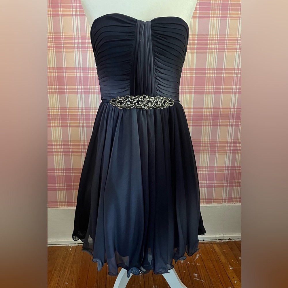 Sequin Hearts Navy Blue Strapless Sequined Dress (Size 9 - Juniors)